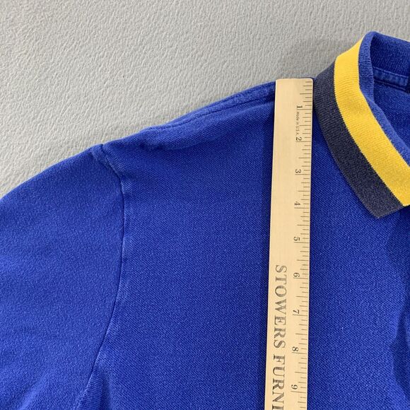 Polo Ralph Lauren Polo Shirt Mens XL Blue Yellow Collar Big Pony Rugby Cotton - Picture 7 of 14
